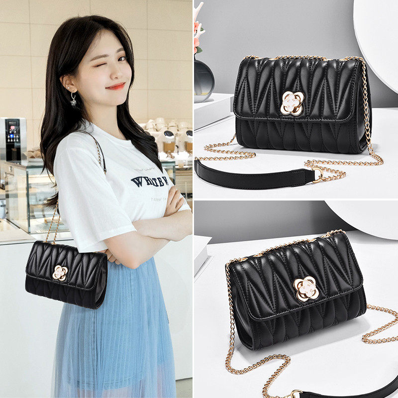 高级感气质褶皱女士斜挎链条小包包春款绣线百搭单肩包,淘宝优惠券,粉丝福利购,淘宝优惠卷