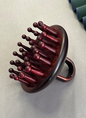 小号紫檀指环按摩梳头皮按摩梳子便携美发梳多功能木质绿檀按摩梳