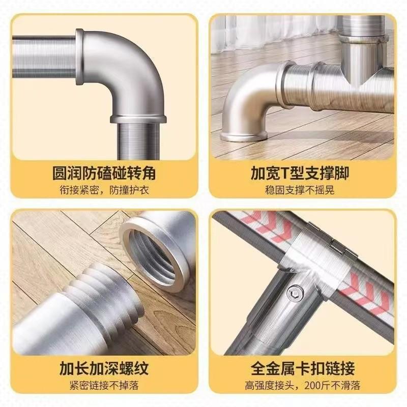 厂家晾衣架镀锌钢管加厚 落地家用立式挂衣架 双杆架水管晾衣架子 - 图0