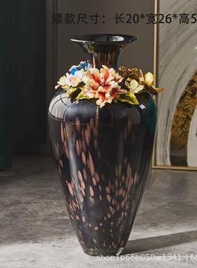 轻奢艺术两件套简约插花花器摆设工艺陶瓷花盆家居饰品玻璃花瓶