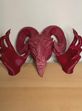 万圣节爆款树脂羊头墙上装饰品摆件家居三件套饰品收纳小摆件