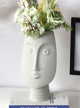 热销艺术人头像摆件干花插花花器设计师高级感样板房花瓶桌面展厅