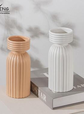空间港北欧莫玄关陶瓷花瓶插花中古奶油风小摆件ins软装兰迪饰品