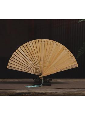 崖柏苏扇金丝楠木小叶桢楠折扇实木镂空摆件非遗送礼古典工艺乘凉