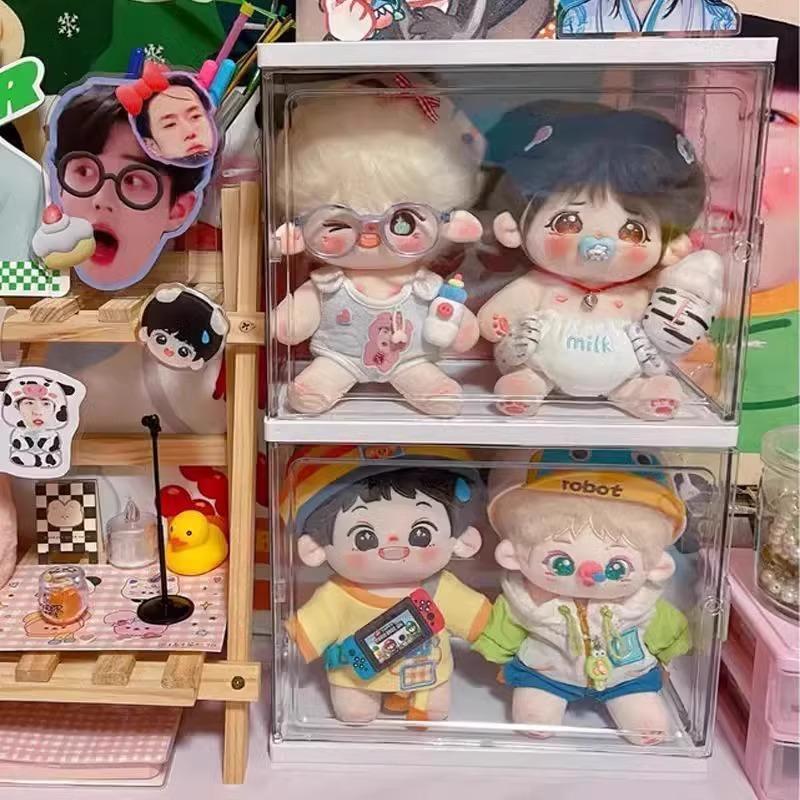 毛绒玩具收纳盒大容量透明亚克力摆件20cm公仔防尘棉花娃娃展示柜 - 图0