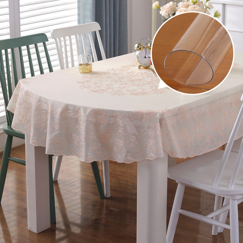 nn0ipvc桌布透明防烫套装防水防油软玻璃折叠椭圆形免洗台布 - 图3