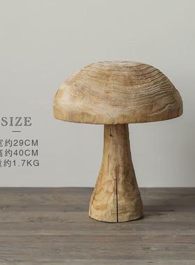 民宿风蘑菇装饰摆设实木院子落地庭院造景装饰摆件木质工艺品