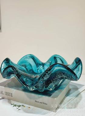 轻奢百搭风手工琉璃水果盘客厅餐桌茶几样板间高级感装饰桌面摆件