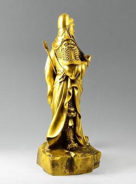 刀提黄铜关公摆件武财神关二爷铜像公司店铺客厅家居装饰品