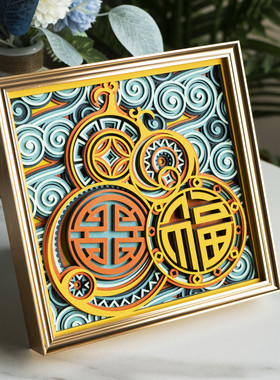 梯木叠雕玄关酒柜装饰摆件高档客厅搬家礼物乔迁新居礼品