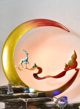 现代轻奢流水喷泉摆件玄关客厅电视柜旁室内加湿器办公室简约装饰