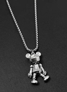 儿童项链男孩嘻哈街舞网红小熊毛衣链男童配饰