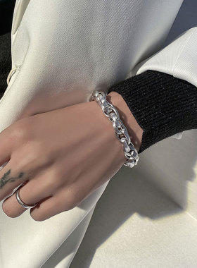 欧美嘻哈风古巴手链男ins潮流个性方牌手环复古张扬男款流年手链