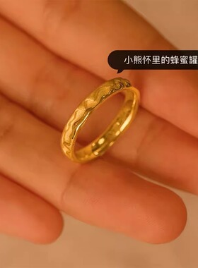 原创超定戒指女小众设计s925纯银迪士尼风格蜂蜜罐子闺蜜情侣对戒