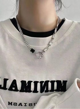 王嘉尔同款钛钢项链男小众设计高级感嘻哈潮流卫衣毛衣链男潮配饰