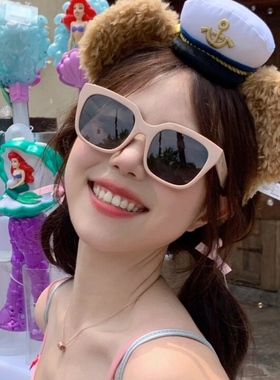 森蓝家网红款粉色墨镜女圆脸方框大框时尚街拍凹造型太阳眼镜男