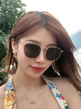 森蓝家偏光太阳镜 创意款方框网红ins韩版墨镜金属防紫外线眼镜