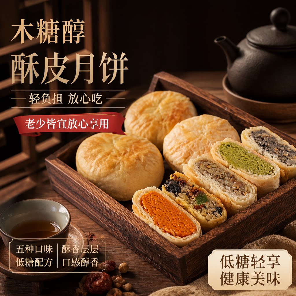 慧香娘木糖醇老式酥皮月饼无蔗糖