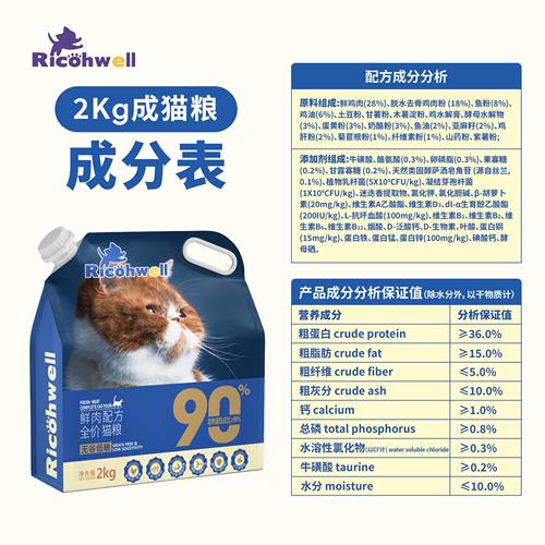 RICOHWELL瑞可维2KG*2全价猫粮成猫幼猫营养发腮增肥鲜肉无谷猫粮-图2