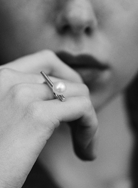珍珠戒指开口PEARLONA金属小众