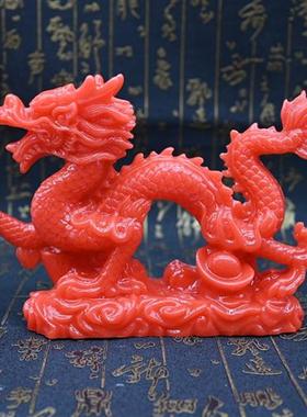 白龙青龙摆件汉龙神金龙座仿玉龙生肖家居办公室化白虎桌面摆饰品