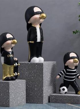 嘻哈摆件运动装饰篮球足球滑板人物大摆件客厅新房儿童房送人礼物