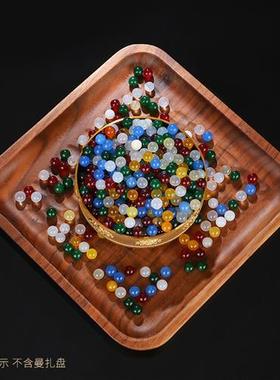 新款五彩玛瑙圆珠无孔圆珠供品供曼扎装臧玉髓装流行五彩玛瑙珠