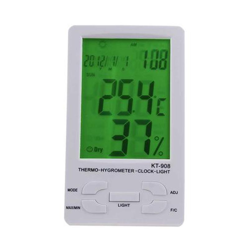 White Indoor/ LCD Thermometer Hygrometer Temperature Humidit - 图1