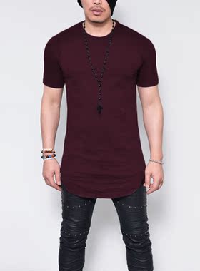 New Men's T Shirt Round Neck Solid-colored