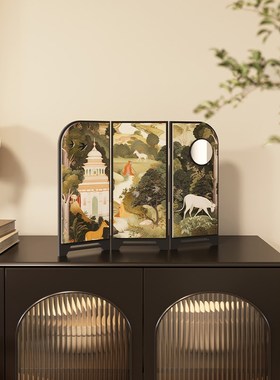快速发货古风桌面小屏风入户玄关摆件复古电视柜装饰品Z乔迁搬新