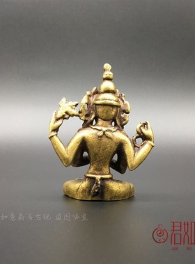 快速发货纯黄四臂观m音 精美小佛像 度母佛口袋佛迷你佛像铜佛老