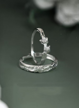 梧桐情侣对戒小众设计学生党礼物