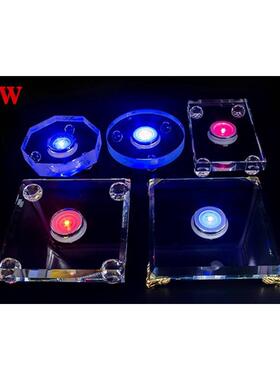 创意红酒白酒瓶展示专用水晶灯座单白光充电款水晶发光灯底座刻字