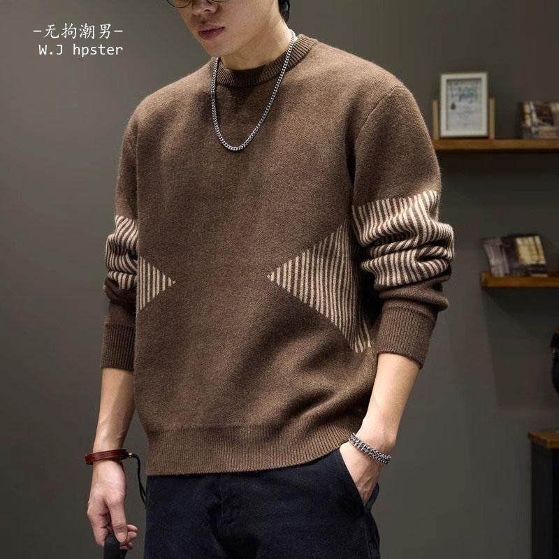 it neith BIAS潮牌美式拼接撞色毛衣男秋冬休闲慵懒风宽松针织衫,淘宝优惠券,粉丝福利购,淘宝优惠卷