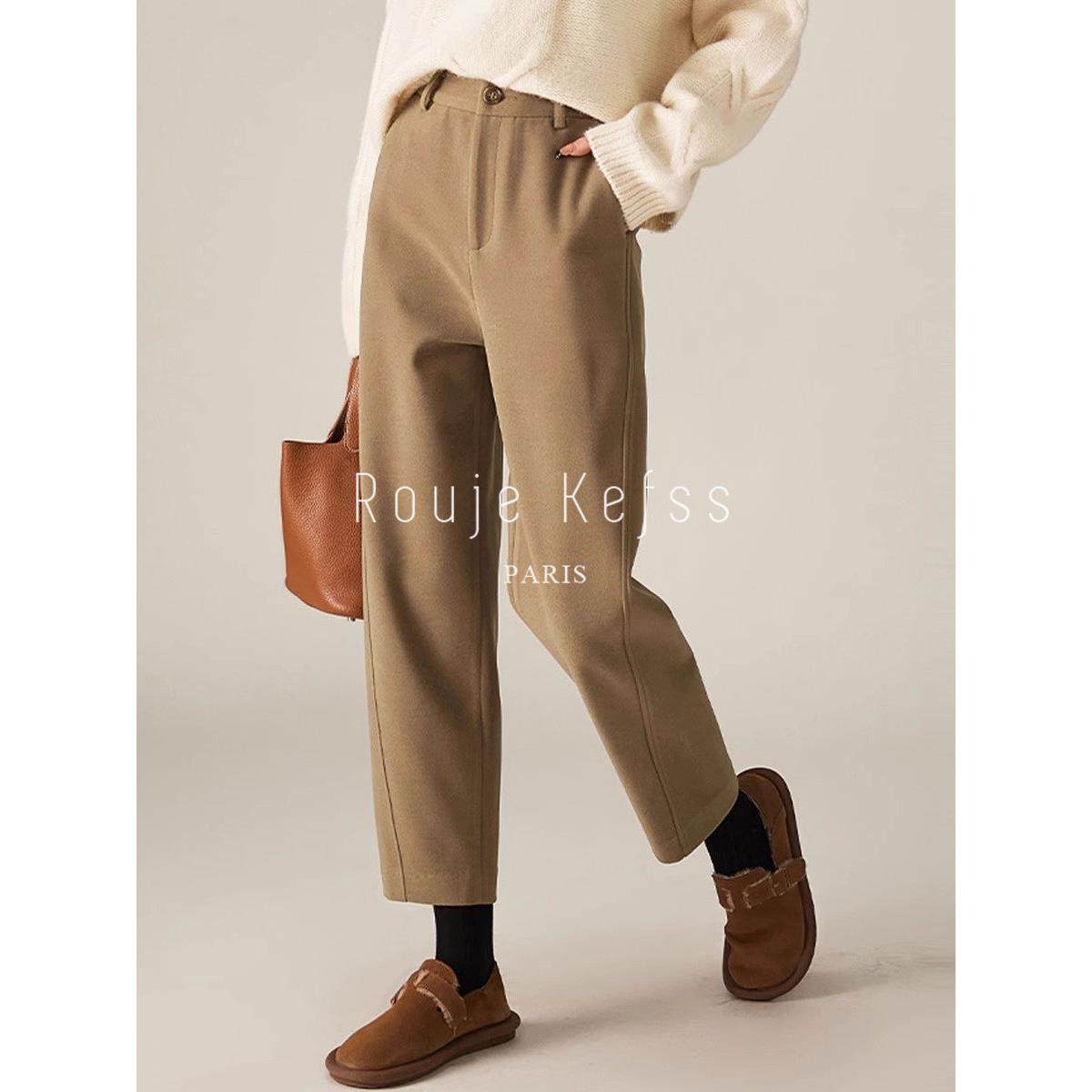 Rouje kefss法式加厚高腰镰刀裤女冬季宽松哈伦显瘦女裤休闲裤子,淘宝优惠券,粉丝福利购,淘宝优惠卷