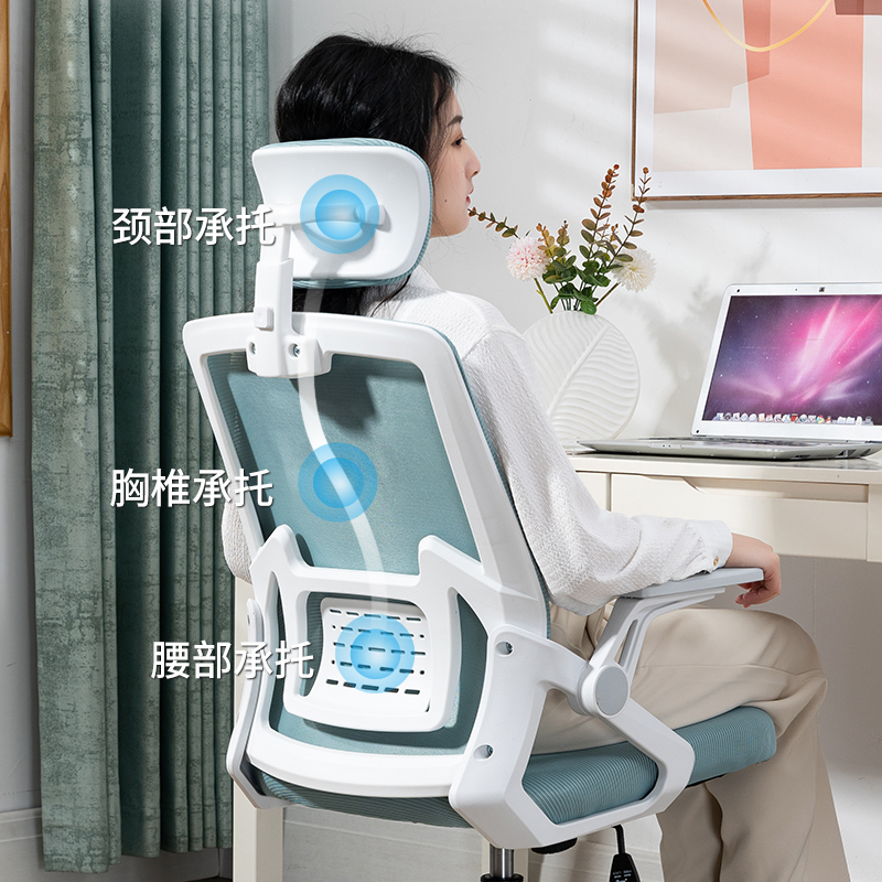若园小户型电脑椅升降座椅租房家用久坐舒适转椅透气加大腰靠网椅