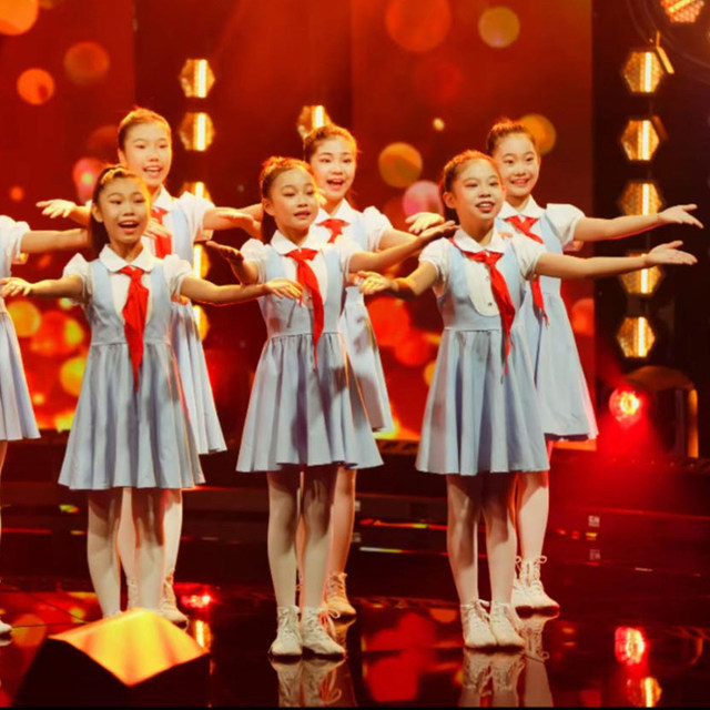 Feng Lin's same style Children's Chorus Performance Costumes for Primary School Students' Patriotic Poetry Recitation Competition for Boys and Girls