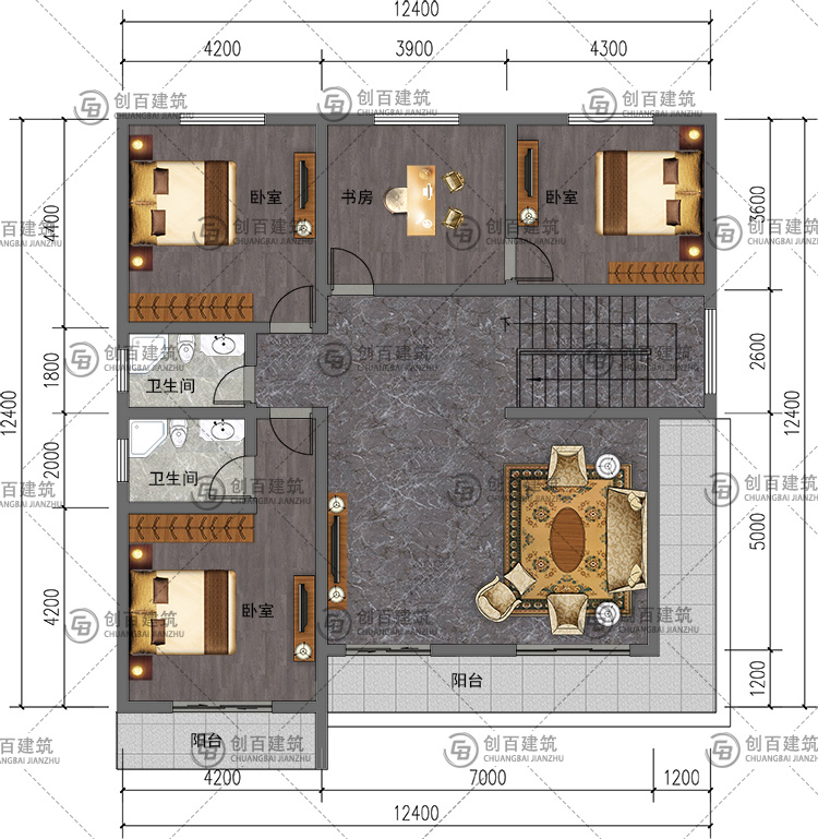 别墅设计图纸全套现代施工图简约农村二层自建房效果图平顶设计图