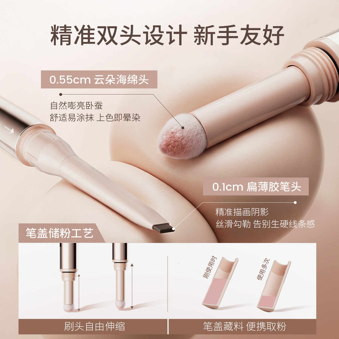 三资堂双头卧蚕笔提亮二合一新手官方旗舰店正品化妆师专用下至女,淘宝优惠券,粉丝福利购,淘宝优惠卷