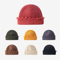 COMPARE KUDOS designer joint section knitted hat lady autumn winter warm melon leather hat street wool cap