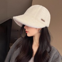 White imitation ferret fur fisherman hat children winter 100 lap plush duck tongue cap wide peak face widening with small face