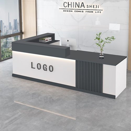 转角前台公司接待台轻奢高级感美容院收银台酒店商用服装店吧台柜 - 图2