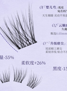 睫天使国风醉花睫免胶无梗自然柔软新手自粘假睫毛(带一排试用