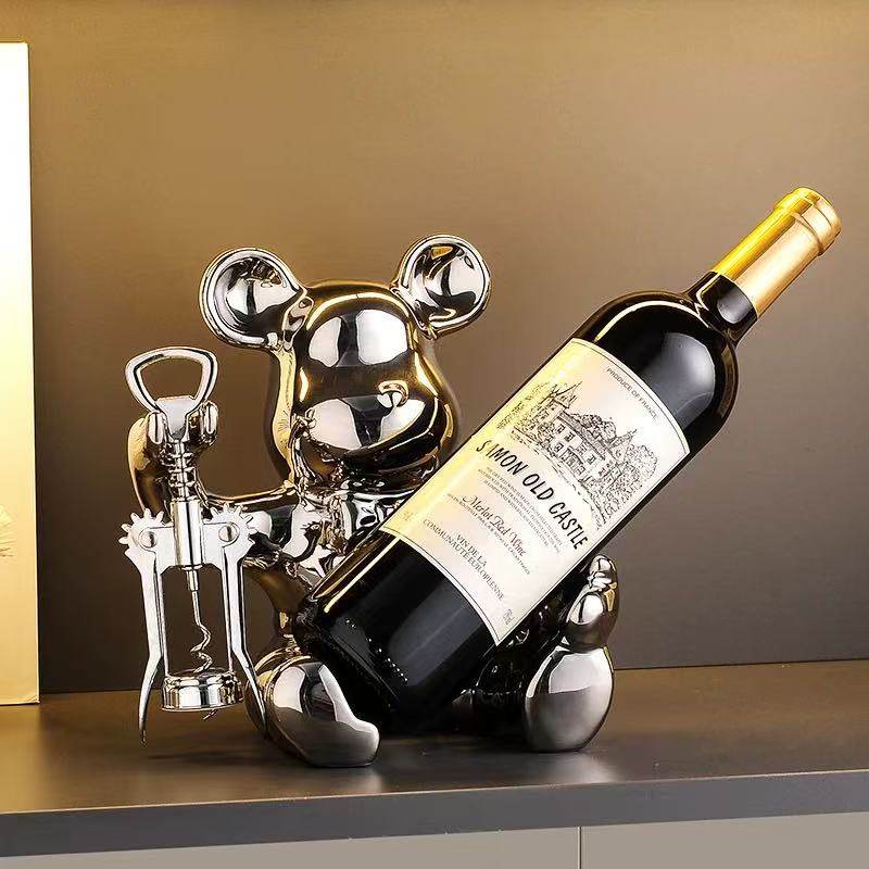 轻奢高档暴力熊红酒架客厅电视柜酒柜餐边柜家居装饰品摆件乔迁礼,淘宝优惠券,粉丝福利购,淘宝优惠卷