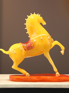 非遗仿琉璃唐马摆件吉祥