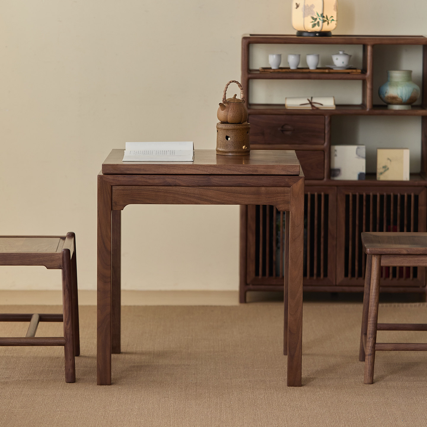 洪林坊阳台推拉茶桌全实木新中式家用泡茶台茶几桌椅组合黑胡桃木,淘宝优惠券,粉丝福利购,淘宝优惠卷