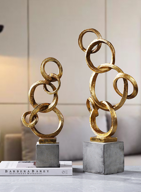 欧式古典圆环艺术摆件落地现代z简约酒店别墅摆设抽象雕塑软装饰