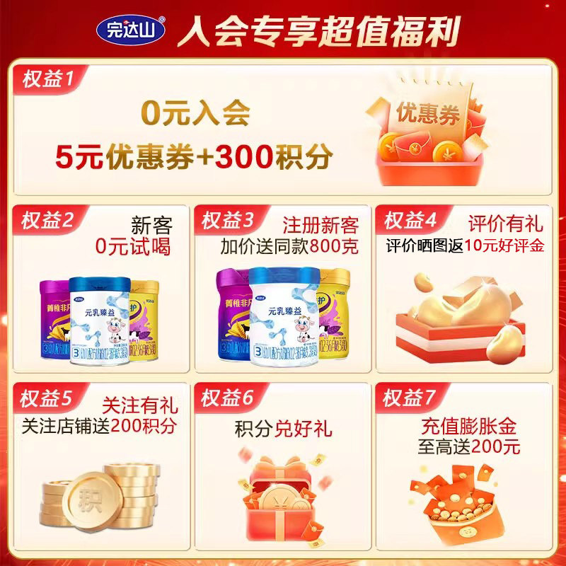 完达山元乳臻益4段儿童成长配方奶粉700g*6罐含乳铁蛋白3周岁以上,淘宝优惠券,粉丝福利购,淘宝优惠卷