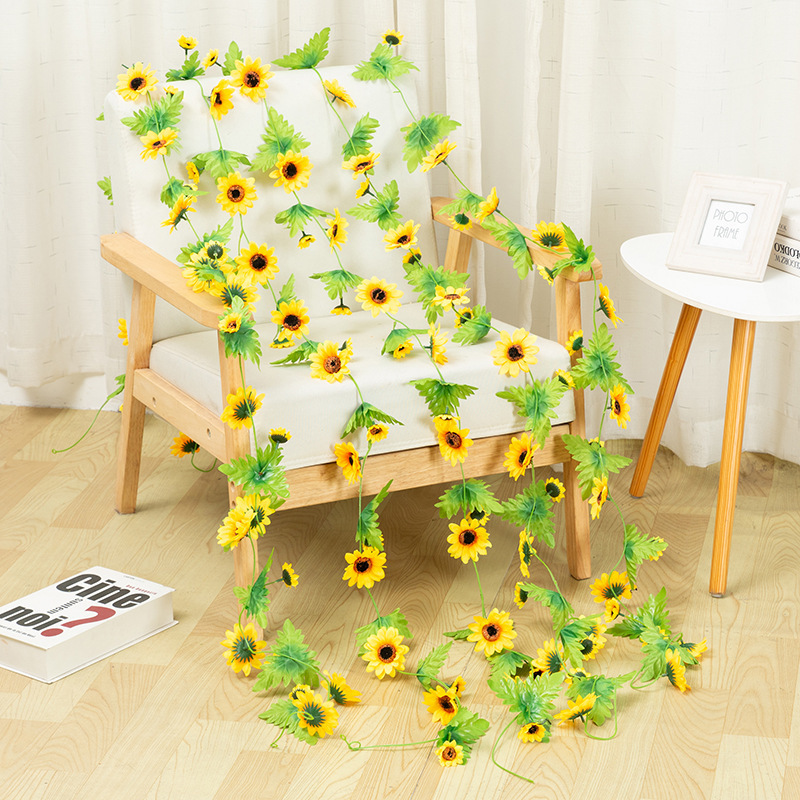 2.5m Sunflower Artificial Flowers Vine Fake Sunflower Vine F - 图2