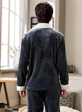 Newest Men's Winter Thicken Wrm Flnnel Pjms Sets Mle